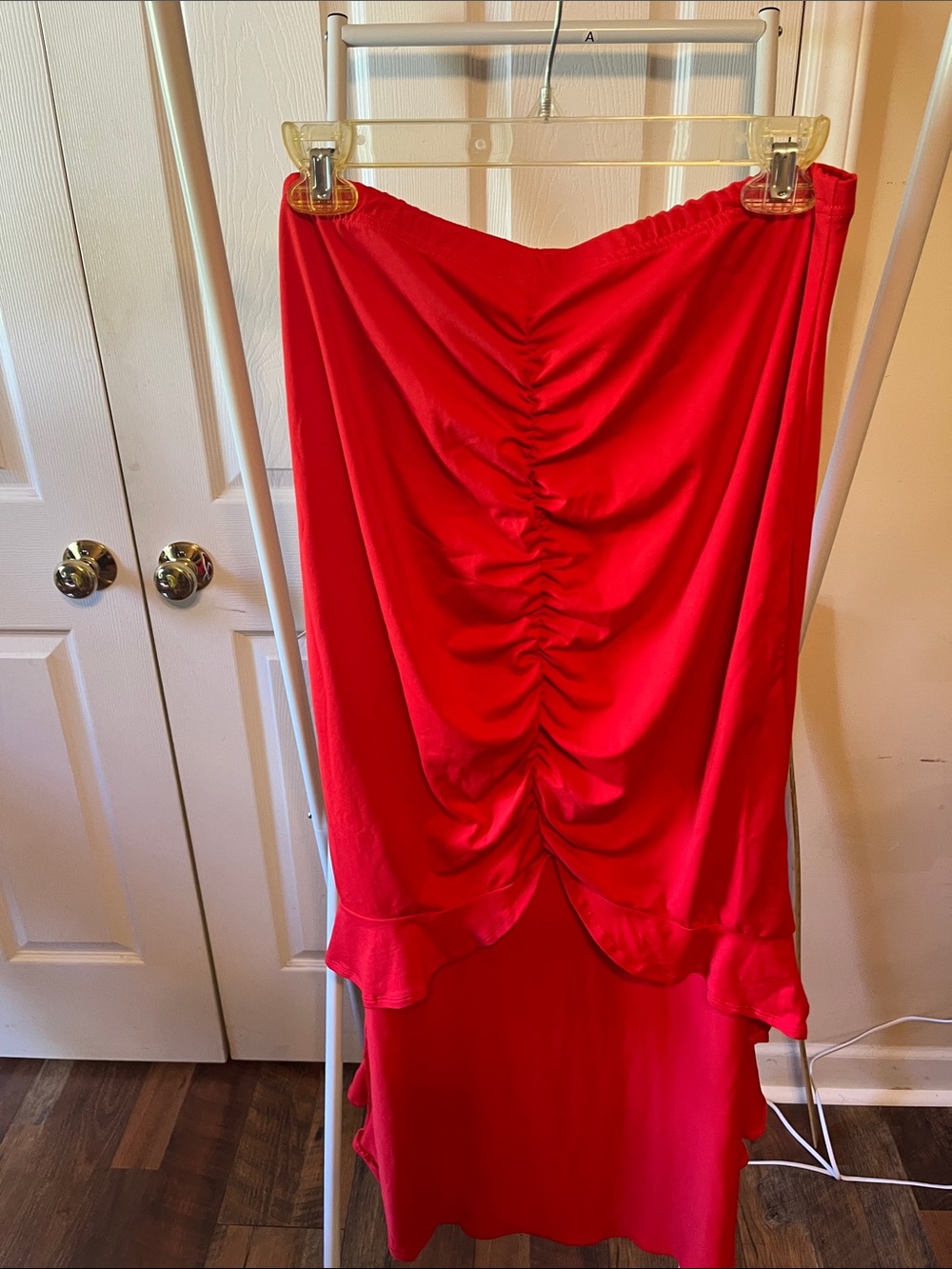 SHEIN Red Ruched High-Low Skirt